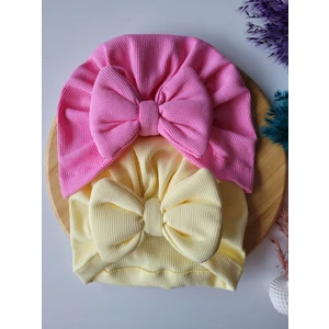 Seher Bebe Butik Kız Bebek & Çocuk Fiyonklu Bone 2'li Set