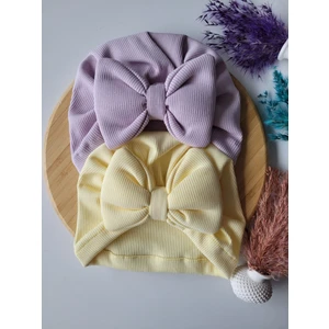 Seher Bebe Butik Kız Bebek & Çocuk Fiyonklu Bone 2'li Set