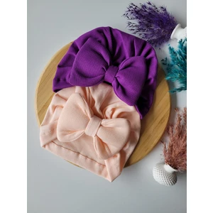 Seher Bebe Butik Kız Bebek & Çocuk Fiyonklu Bone 2'li Set