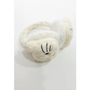 Petek Aksesuar Kedi Peluş Tüylü Soğuktan Koruyucu Kışlık Kulaklık Beyaz