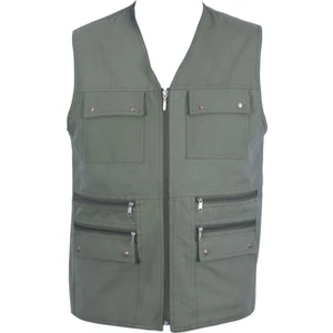 Derin Mavi Tasarım Çok Cepli Pamuk Keten Avcı Yelek 6 Renk Battl Dahil 9 Beden