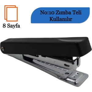 8 Sayfa Kapasiteli No:10 Cep Boy Zımba Makinası 1001BDS Siyah