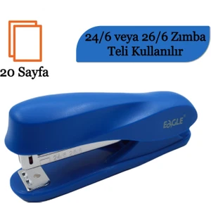 20 Sayfa Kapasiteli 24/6-26/6 Zımba Makinası S7101 Mavi