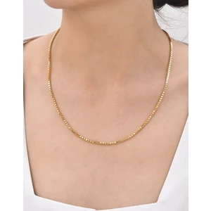 Mistik Silver Küp Zincir 14 Ayar Gerçek Altın Zincir Kolye - Kalınlık: 0.80 mm (585 Damgalı) - 45 cm