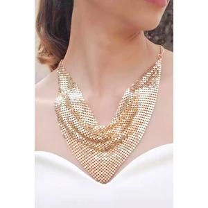 Petek Aksesuar Şal Model Zırh Metal Tasarım Kolye Gold