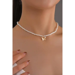 New Obsessions Kelebek Uçlu Cam Inci Kolye