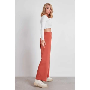 Yüksek Bel Bol Paça Örme Pantolon