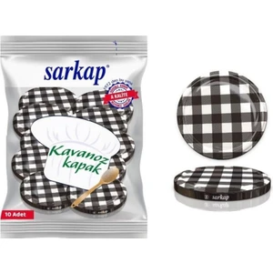 Hijyenik Paketli 10 Adet Kavanoz Kapağı - Siyah Kuşak Ekose - 82mm