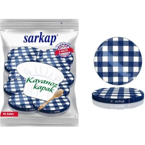 Hijyenik Paketli 10 Adet Kavanoz Kapağı - Lacivert Kuşak Ekose - 82mm
