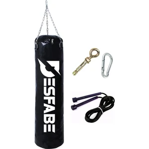Boxing Star 70X25 cm Zincirli Boks Kum Torbası Siyah+Askı Aparatı+Atlama Ipi