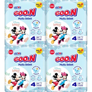 Goon Mutlu Bebek Bebek Bezi Beden:4 (9-14KG) Maxi 128 Adet Jumbo Aylık Pk