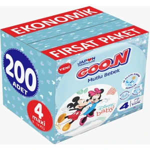 Mutlu Bebek Bebek Bezi Beden:4 (9-14KG) Maxi 200 Adet Ekonomik Fırsat Pk