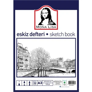 Monalisa Eskiz Defteri A-3 Dokulu Kağıt Kara Kalem Çalışma Defteri 50 Yaprak 120 gr 29,7 x 42 cm