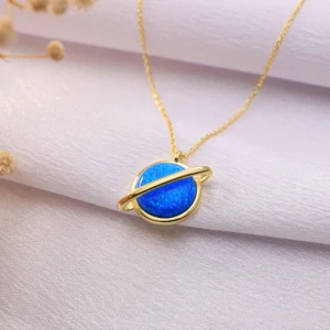 Miavi Silver 925 Ayar Gümüş Opal Taşlı Satürn Kolye