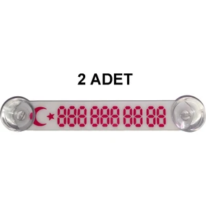-2 Adet-Beyaz-Kırmızı Araç Park Telefon Numaratörü Tel No Gösterici Numaratik YDNMR213