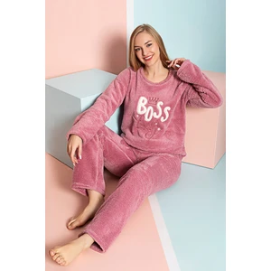 Tam Peluş Kışlık Kadın Pijama Takımı- Polar Yılbaşı Pijaması