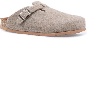 Oslo Natürel Yün Keçe Ortopedik Terlik Kadın Düz Ev Kullanımı İçin Konforlu
