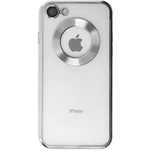 Apple iPhone 7 Kapak Yanları Renkli Lens Korumalı Logo Gösteren Şeffaf Luxury Silikon Kılıf - Gri