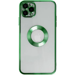 Caseworld Apple iPhone 11 Pro Kapak Yanları Renkli Lens Korumalı Logo Gösteren Şeffaf Luxury Silikon Kılıf - Yeşil