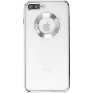 Caseworld Apple iPhone 8 Plus Kapak Yanları Renkli Lens Korumalı Logo Gösteren Şeffaf Luxury Silikon Kılıf - Gri