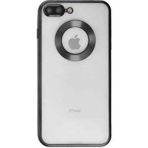 Caseworld Apple iPhone 7 Plus Kapak Yanları Renkli Lens Korumalı Logo Gösteren Şeffaf Luxury Silikon Kılıf - Siyah