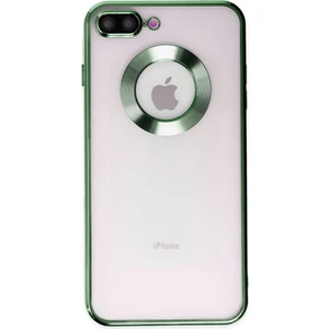 Caseworld Apple iPhone 7 Plus Kapak Yanları Renkli Lens Korumalı Logo Gösteren Şeffaf Luxury Silikon Kılıf - Yeşil