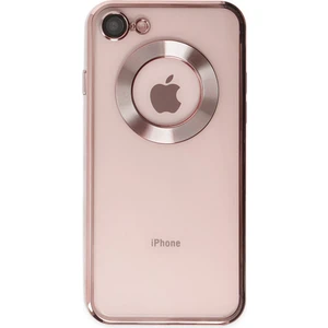 Caseworld Apple iPhone 8 Kapak Yanları Renkli Lens Korumalı Logo Gösteren Şeffaf Luxury Silikon Kılıf - Rose Gold