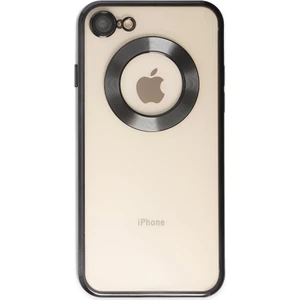 Caseworld Apple iPhone Se 3 2022 Kapak Yanları Renkli Lens Korumalı Logo Gösteren Şeffaf Luxury Silikon Kılıf - Siyah