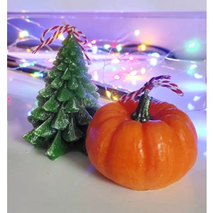 Candles Flame Yılbaşı Mumu 2li Balkabağı ve Çam Ağacı
