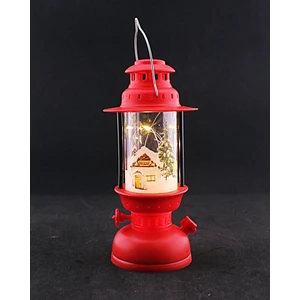 Deco Elit Yeni Yıl Feneri LED Işıklı Yılbaşı Ağacı Süsü, Pilli, Asma Telli Kırmızı