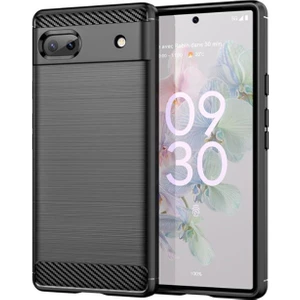 Google Pixel 6A Brushed Carbon Fiber Silikon Kılıf - Siyah