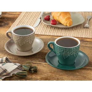 English Home Rila Stoneware 2'li Çay Fincanı Takımı 250 ml Bej - Yeşil