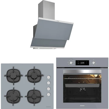 Silverline Gri Cam Ankastre Set 3420 Classy Davlumbaz - CS5343S01 Ocak - BO65E4S01