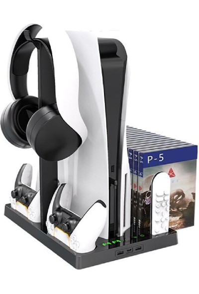 Yues Ps5 Multifonksiyonel Fanlı Stand Göstergeli Playstation 5 Şarj Dock