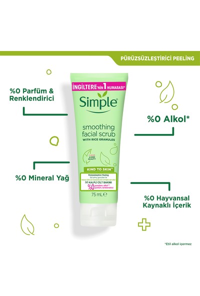 Simple Kind To Skin Pürüzsüzleştirici Peeling Saf Pirinç Granülleri Doğal Ve Sağlıklı Görünen Bir Cilt İçin 75 ml