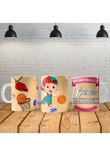 Basketbolcuu Kişiye Özel Baskılı Yeni Tasarım Kupa Bardak Özel Kutusunda