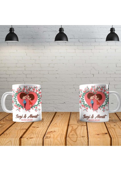 I Love You 2 Kişiye Özel Baskılı Yeni Tasarım Kupa Bardak Özel Kutusunda