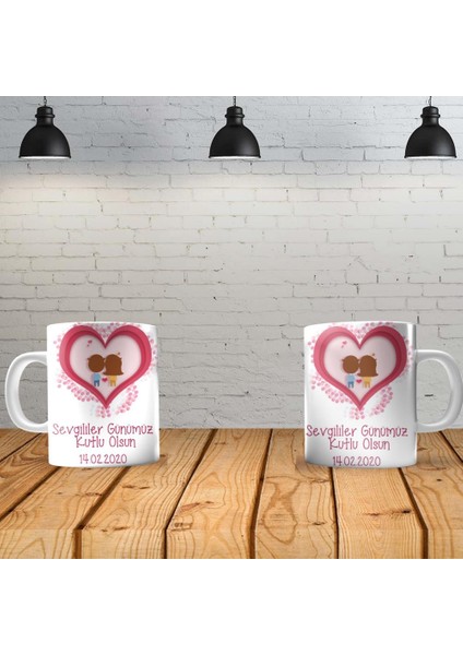 I Love You 5 Kişiye Özel Baskılı Yeni Tasarım Kupa Bardak Özel Kutusunda
