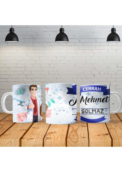 Cerrah Erkek Kişiye Özel Baskılı Yeni Tasarım Sihirli Kupa Bardak Özel Kutusunda