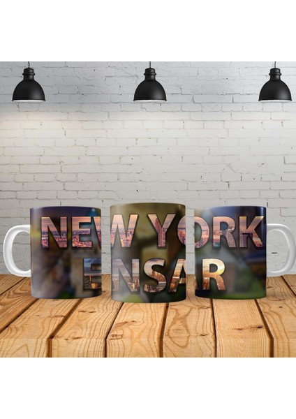 New York Kişiye Özel Baskılı Yeni Tasarım Kupa Bardak Özel Kutusunda