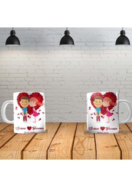 I Love You 1 Kişiye Özel Baskılı Yeni Tasarım Kupa Bardak Özel Kutusunda