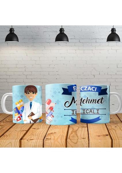 Eczacı Erkek Kişiye Özel Baskılı Yeni Tasarım Sihirli Kupa Bardak Özel Kutusunda