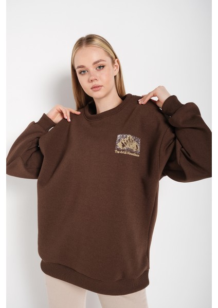 Kadın Arid Mountain Baskılı Oversize Sweatshirt