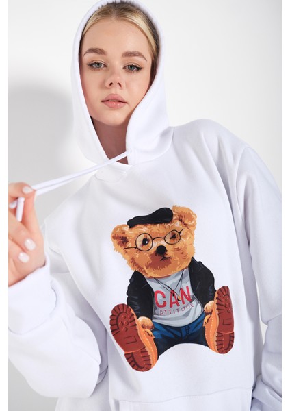 Kadın Can Ayı Baskılı Oversize Sweatshirt fırsatları