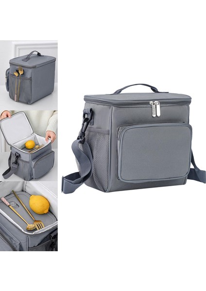 Yalıtımlı Termal Öğle Çantası Donabled Öğle Yemeği Kutusu Tutucu Kamp Gri Için Yeniden Kullanılabilir indirimleri