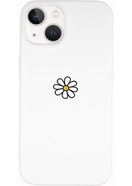 Apple iPhone 14 Uyumlu Papatya Desenli Premium Silikonlu Lansman Telefon Kılıfı