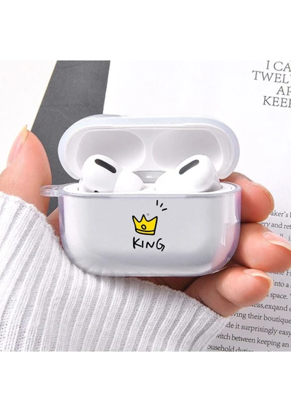 2.nesil Airpods Pro Uyumlu King Desenli Desenli Silikonlu Airpods Kılıfı