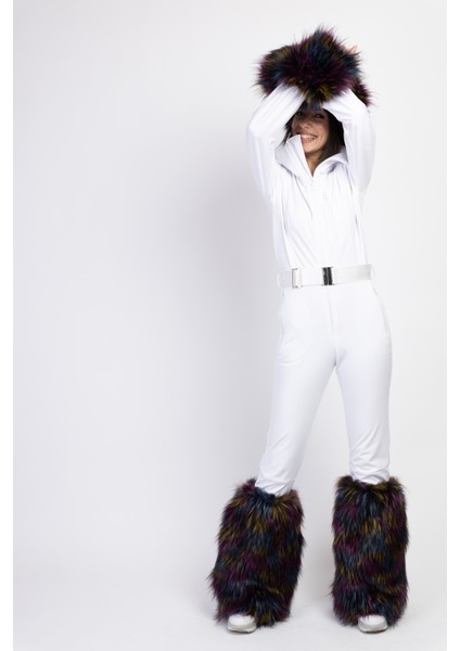 Sd Kürk Kalpak Detaylı Beyaz Kayak Tulumu fırsatları