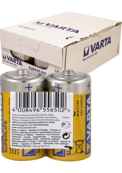 Pil C Orta Boy Superlıfe 24 Adet VARTA-R14
