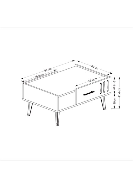 Cantek Dizayn 90 cm Junes Orta Sehpa Beyaz-Beyaz